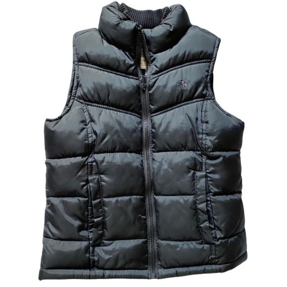 Old Navy Black Full Zip Puffer Vest with Pockets Youth Medium